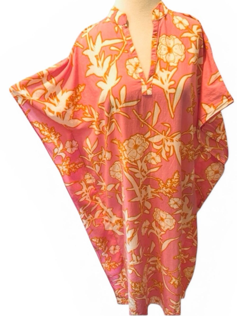 Olivia James The Label Louisa Cover Up Kaftan Pink Orange Floral Small - Picture 6 of 14
